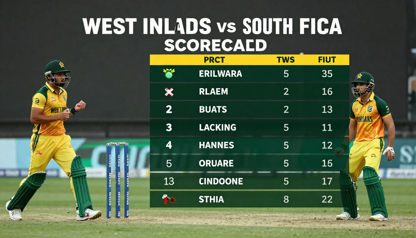 West Indies vs South Africa Cricket Match Scorecard